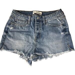 RSQ Shorts Light‎ Wash Denim Jean Vintage High Rise Cut Off Teen Sz 7/28”